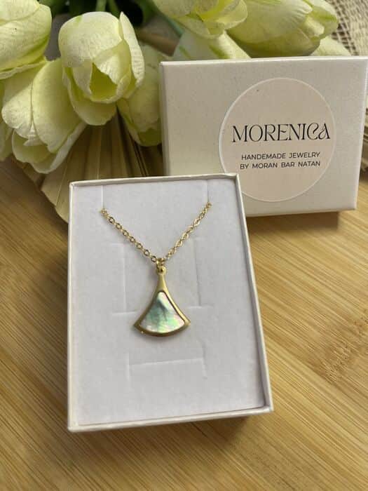 שרשרת תליון אבן צדף מעושן