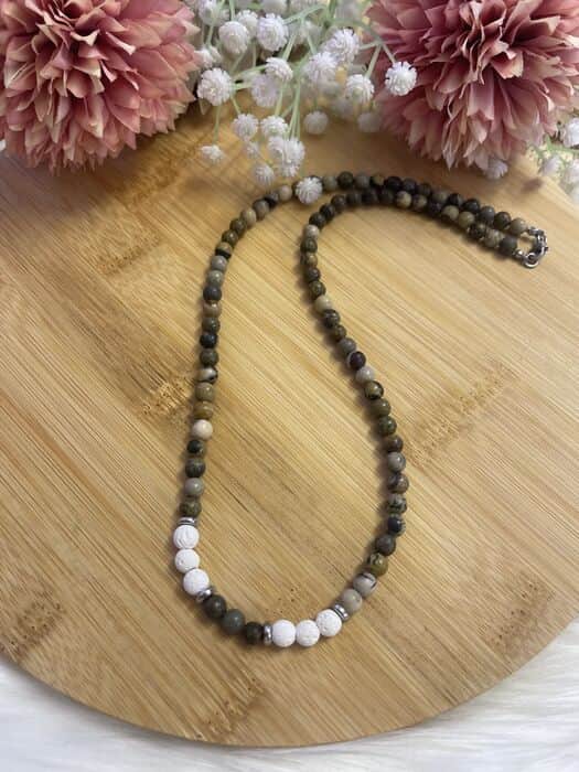 שרשרת אבני ג'ספר חום