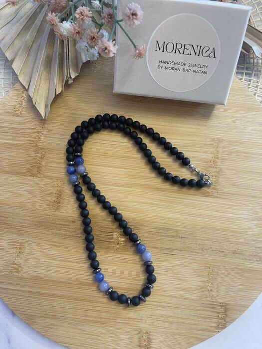 שרשרת אבני אגת שחורות