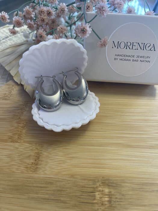 עגילי חישוק אובלי עבה