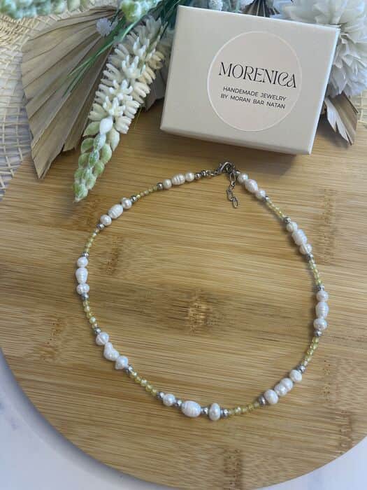 שרשרת פנינים בשילוב אבני סיטרין