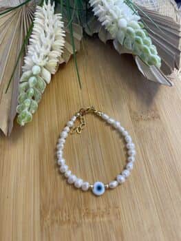 צמיד פנינים עין