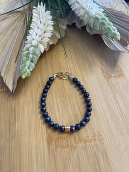 צמיד פנינים שחורות משולב