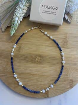 שרשרת פנינים בשילוב אבני לאפיס